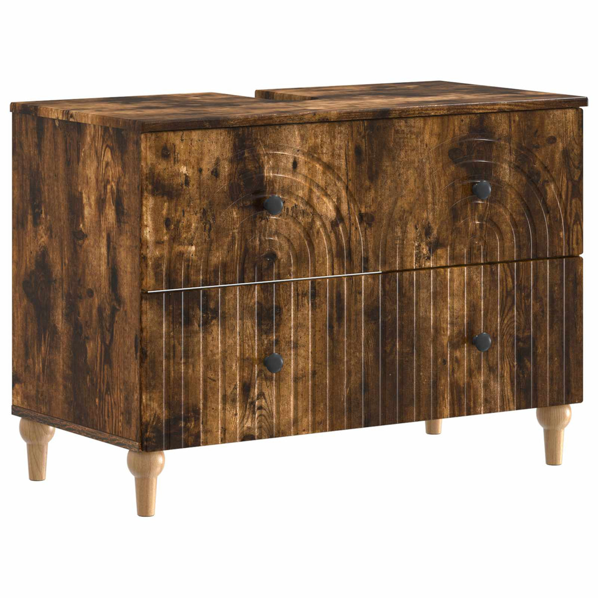 Set di armadietti da bagno in 3 pezzi ALKMAAR Rovere Fumo
