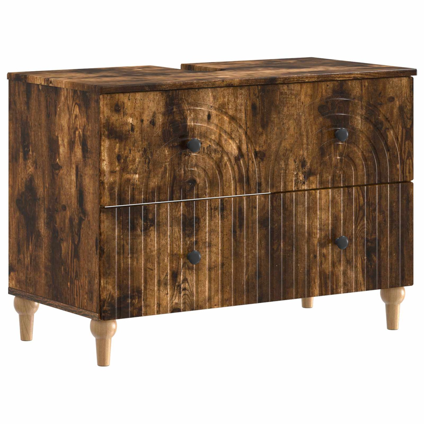Set di armadietti da bagno in 3 pezzi ALKMAAR Rovere Fumo