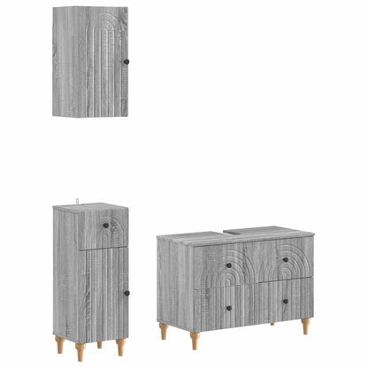 Set di armadietti da bagno in 3 pezzi ALKMAAR Sonoma grigio
