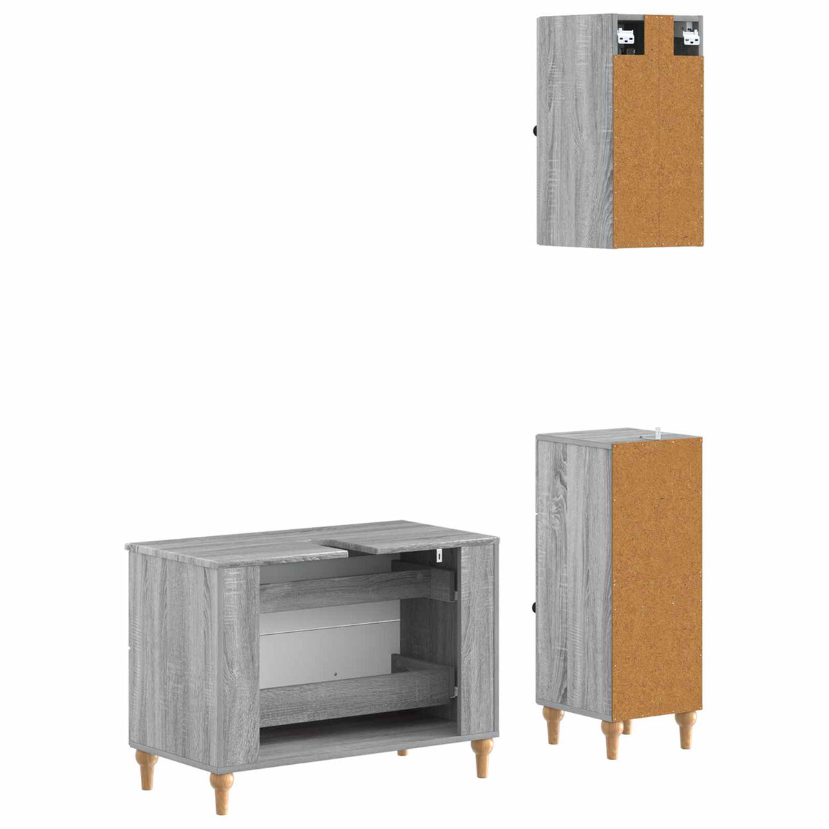 Set di armadietti da bagno in 3 pezzi ALKMAAR Sonoma grigio