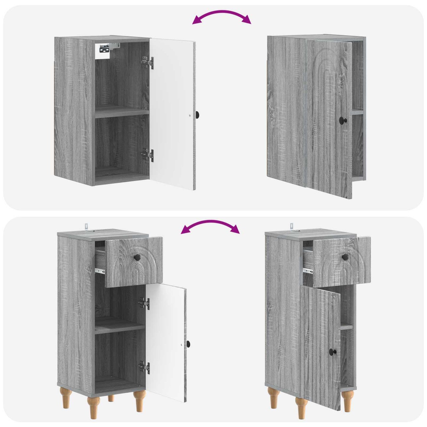 Set di armadietti da bagno in 3 pezzi ALKMAAR Sonoma grigio