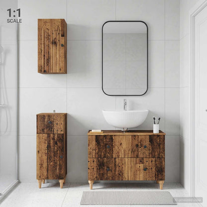 Set di armadietti da bagno in 3 pezzi ALKMAAR Legno antico