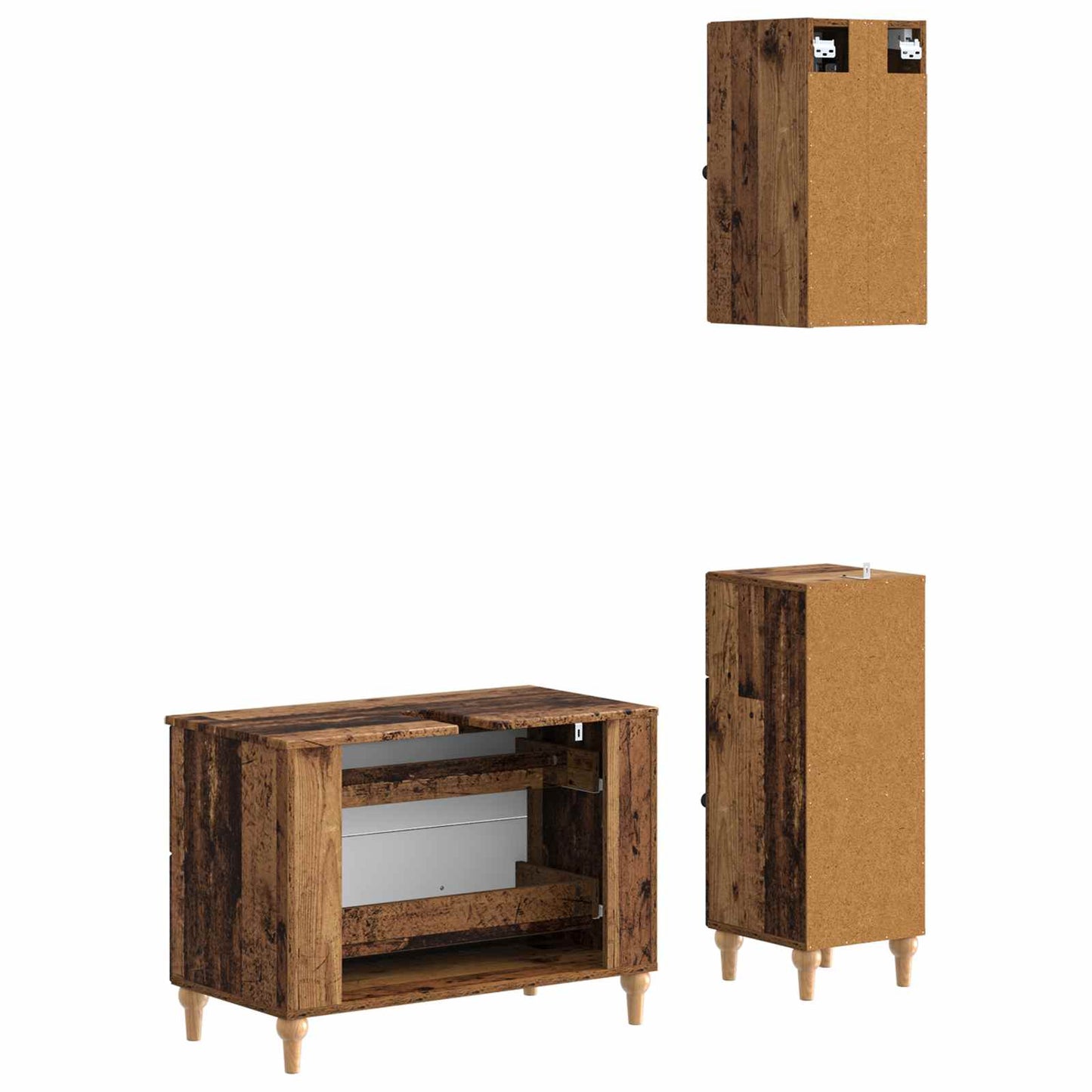 Set di armadietti da bagno in 3 pezzi ALKMAAR Legno antico
