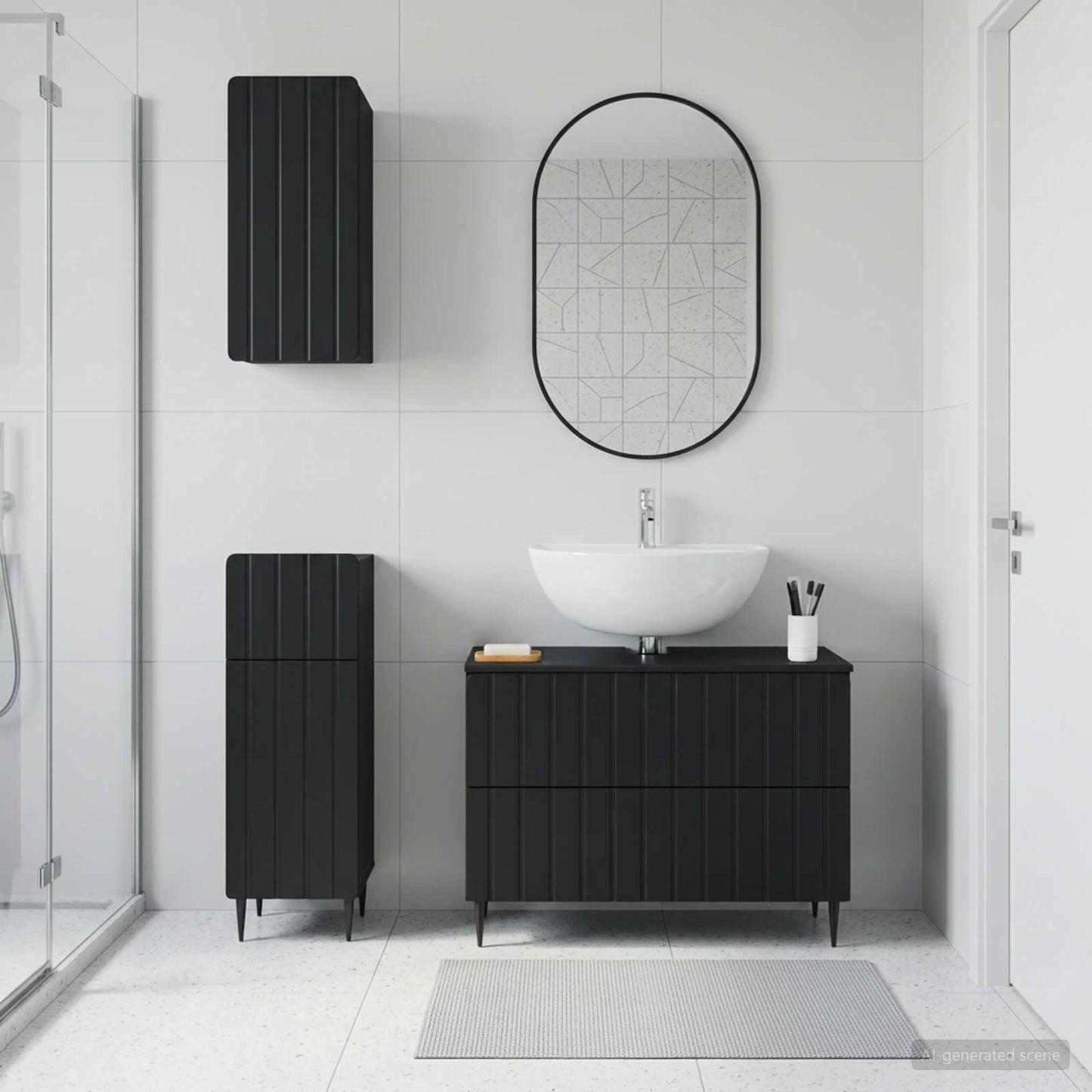 Set di armadietti da bagno in 3 pezzi ZWOLLE Nero