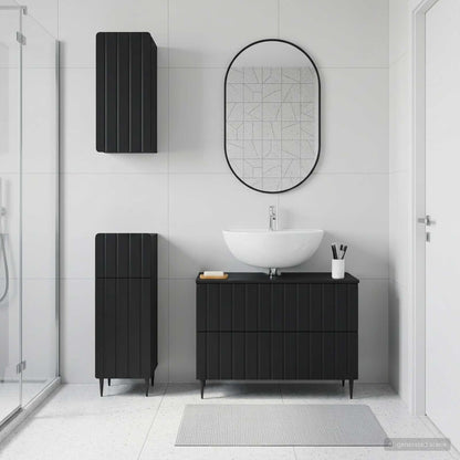 Set di armadietti da bagno in 3 pezzi ZWOLLE Nero