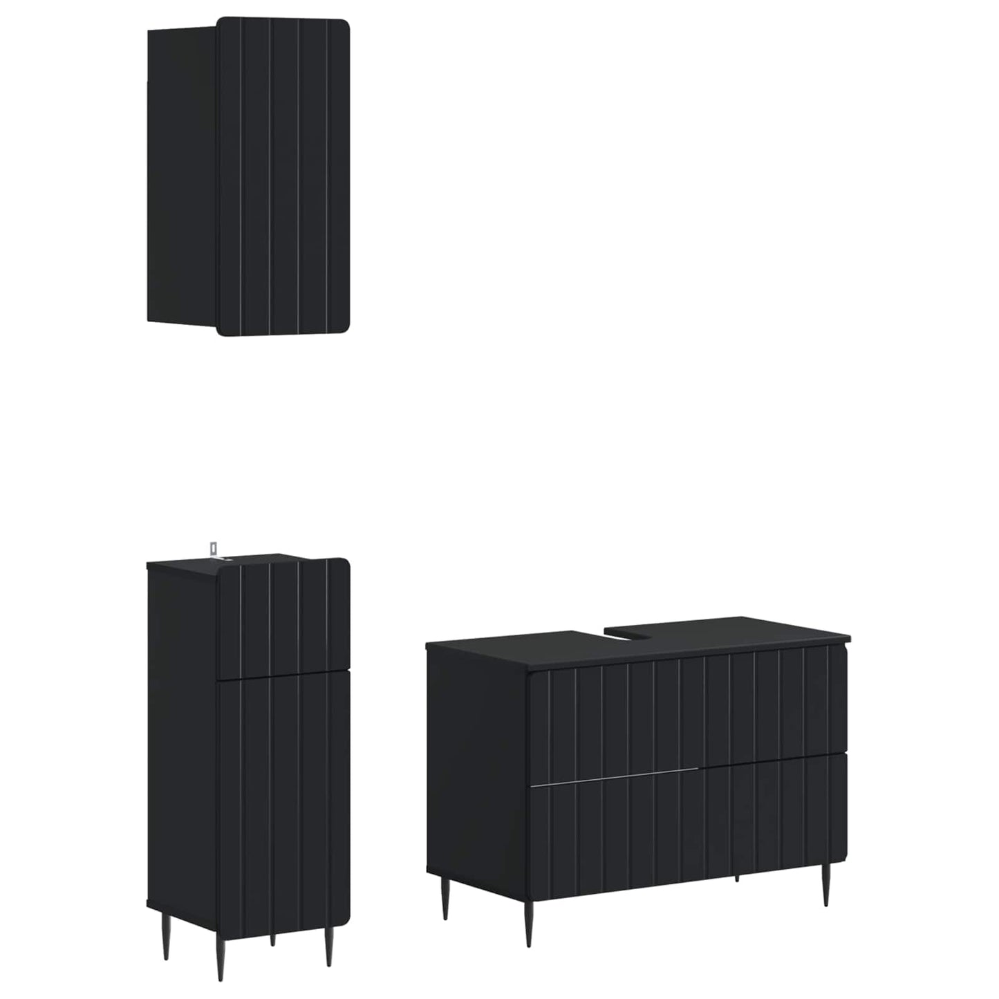 Set di armadietti da bagno in 3 pezzi ZWOLLE Nero