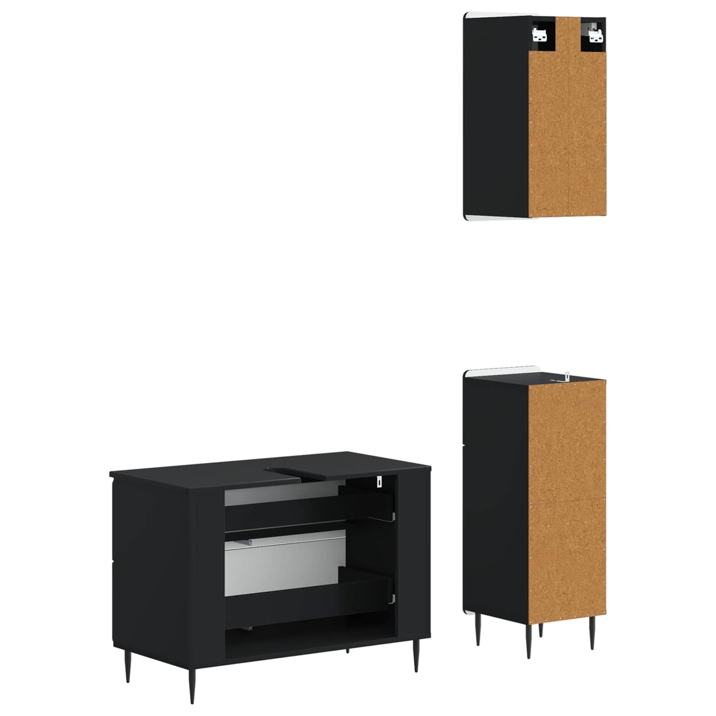 Set di armadietti da bagno in 3 pezzi ZWOLLE Nero