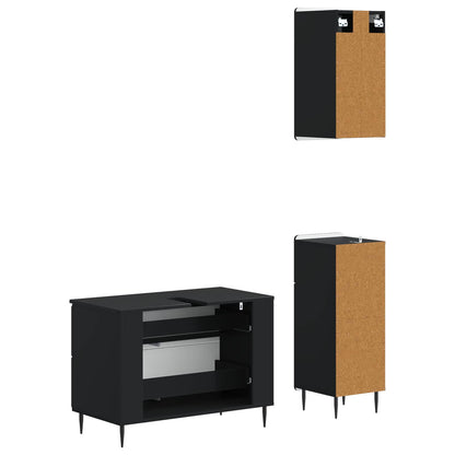 Set di armadietti da bagno in 3 pezzi ZWOLLE Nero