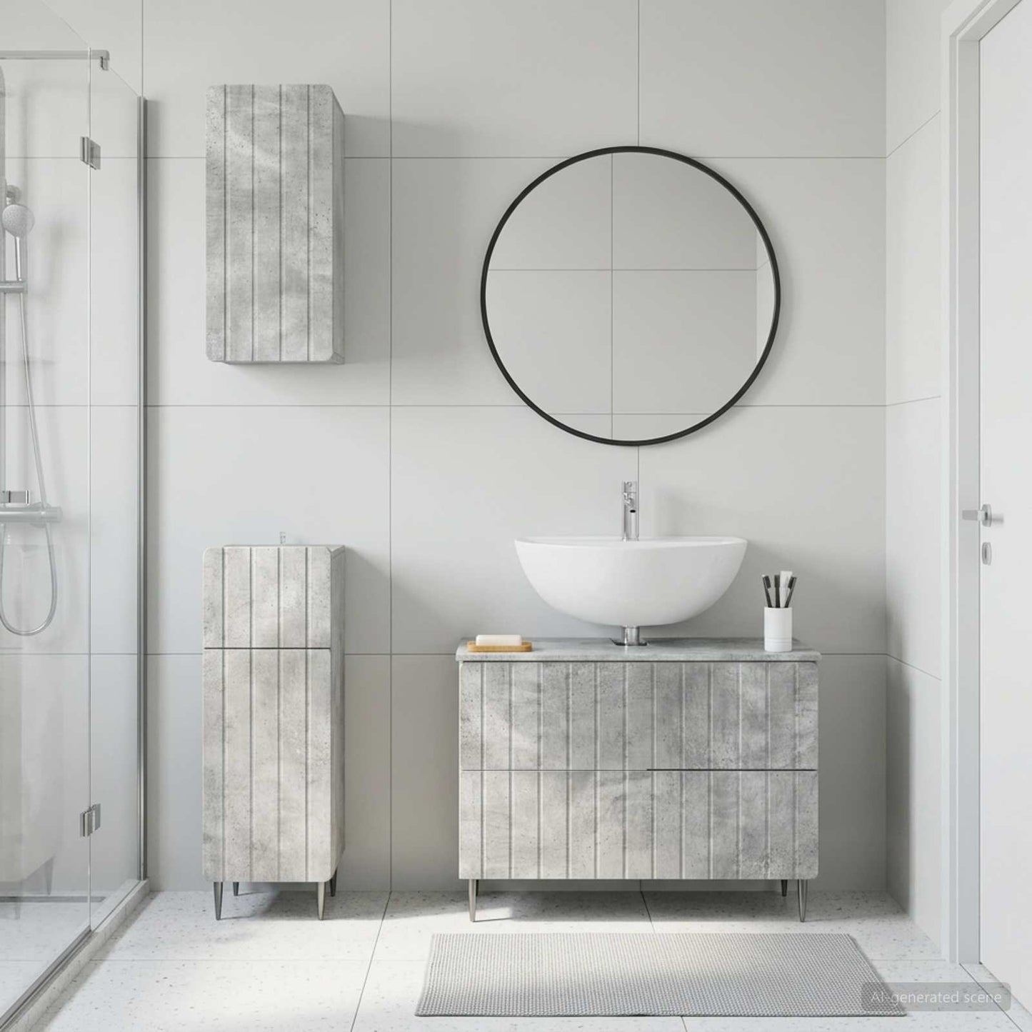 Set di armadietti da bagno in 3 pezzi ZWOLLE Grigio Cemento