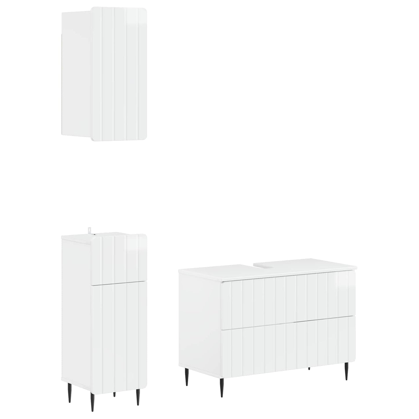Set di armadietti da bagno in 3 pezzi ZWOLLE Bianco Lucido