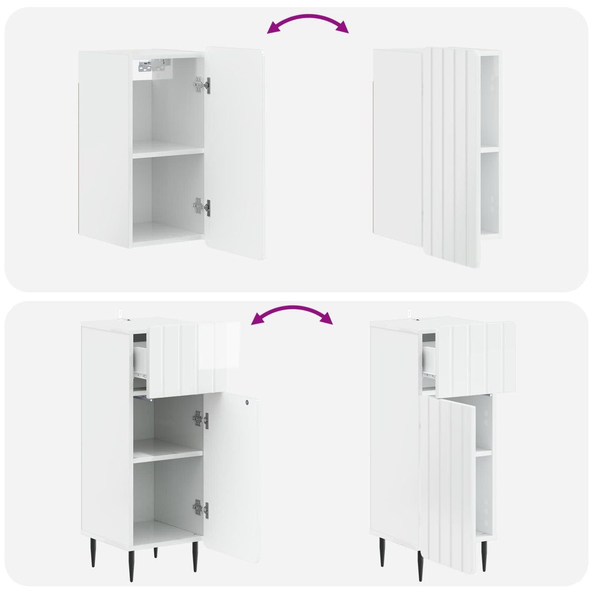 Set di armadietti da bagno in 3 pezzi ZWOLLE Bianco Lucido