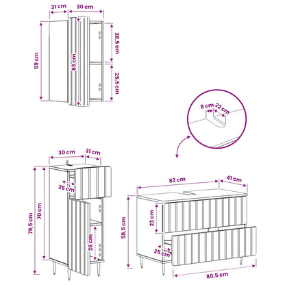 Set di armadietti da bagno in 3 pezzi ZWOLLE Bianco Lucido