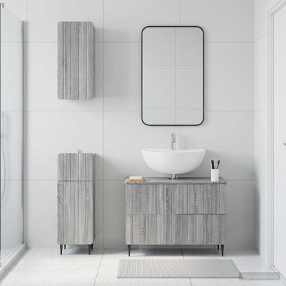 Set di armadietti da bagno in 3 pezzi ZWOLLE Sonoma grigio