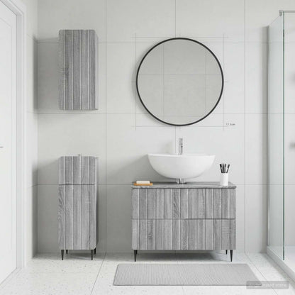 Set di armadietti da bagno in 3 pezzi ZWOLLE Sonoma grigio