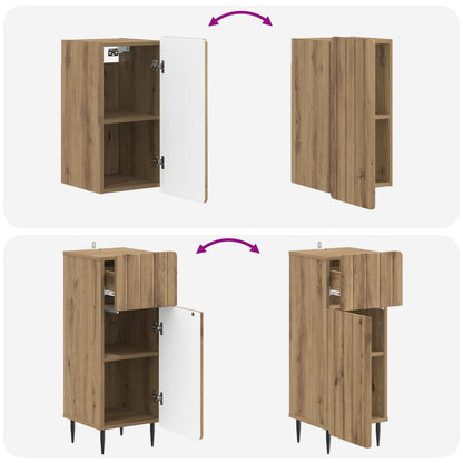 Set di armadietti da bagno in 3 pezzi ZWOLLE Rovere Artigianale
