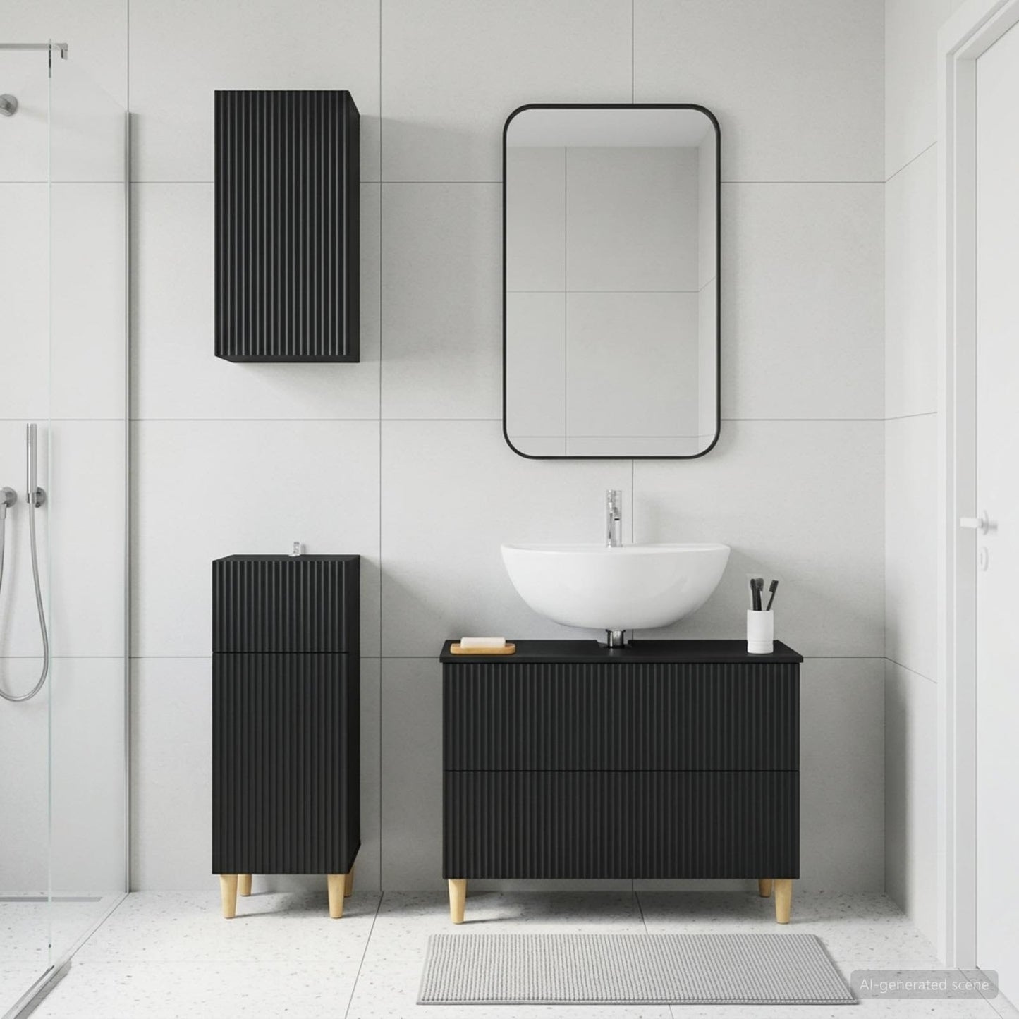 Set di armadietti da bagno in 3 pezzi ARNHEM Nero
