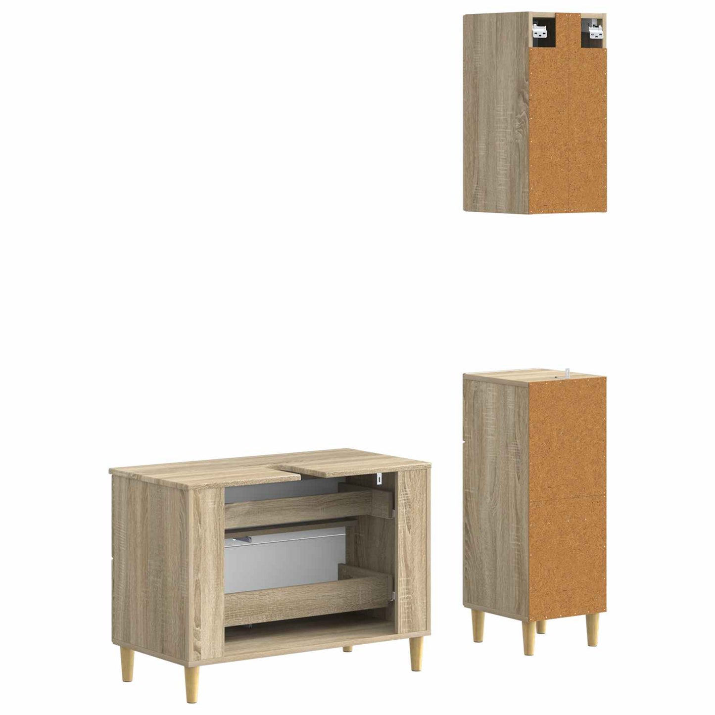 Set di armadietti da bagno in 3 pezzi ARNHEM Rovere Sonoma