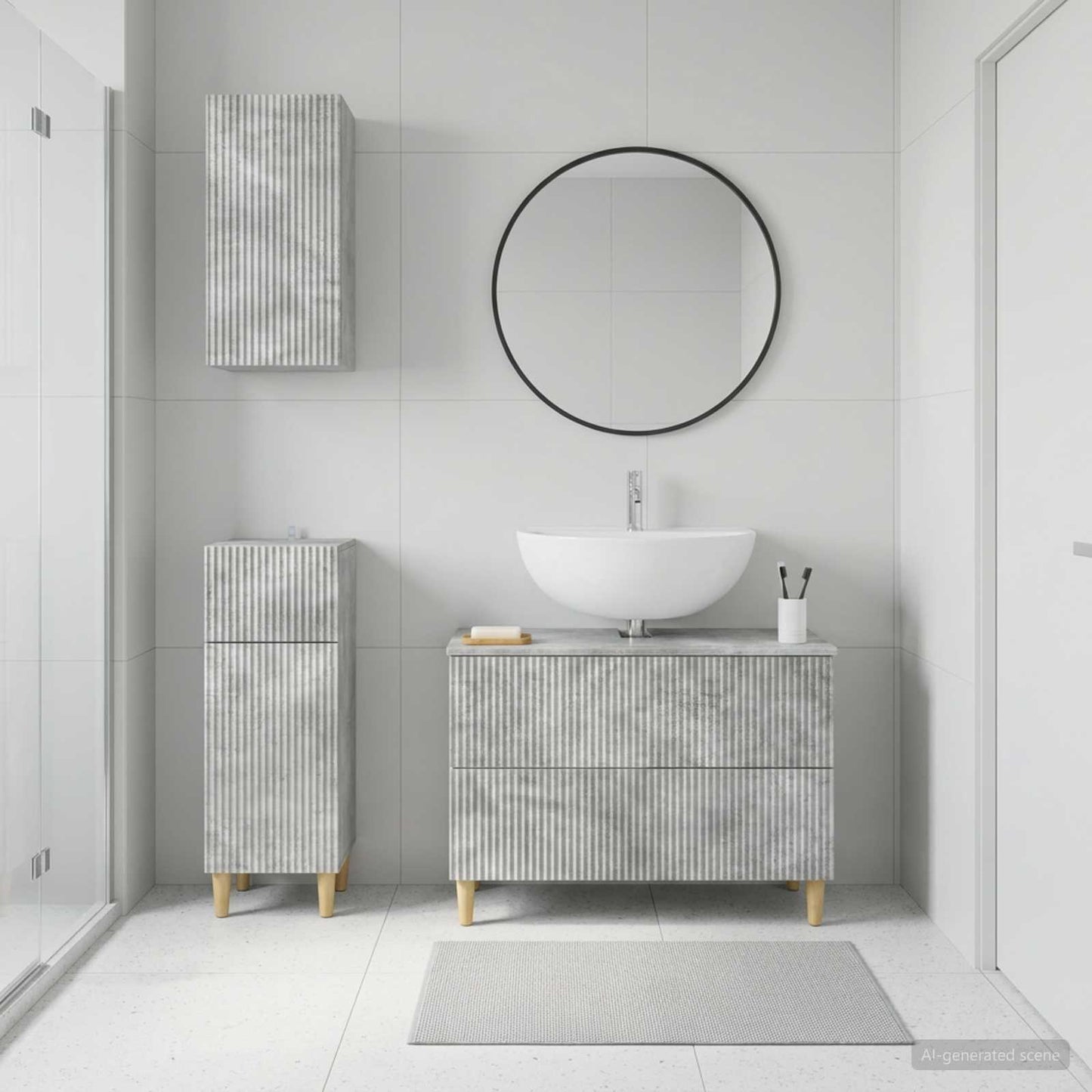 Set di armadietti da bagno in 3 pezzi ARNHEM Grigio Cemento