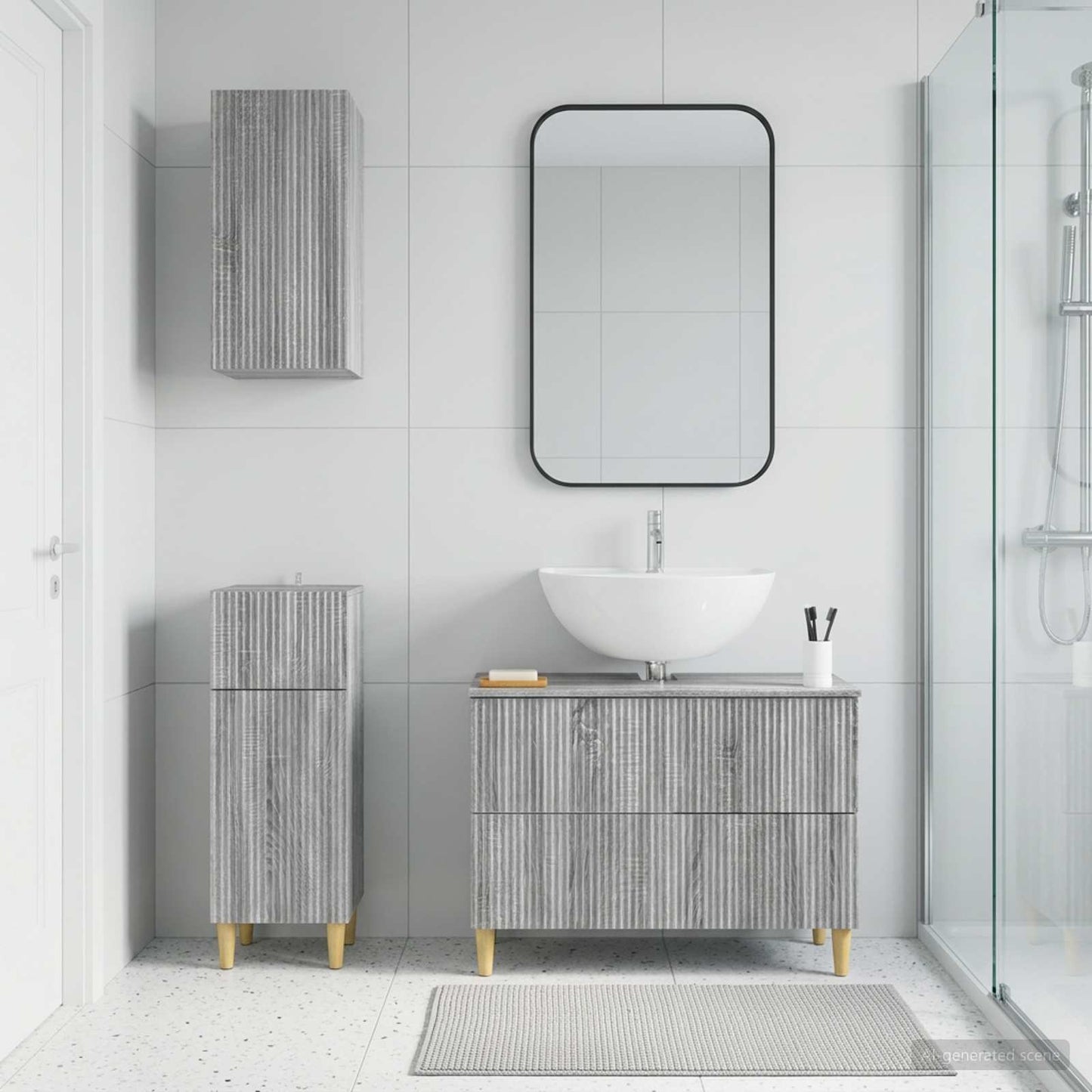 Set di armadietti da bagno in 3 pezzi ARNHEM Sonoma grigio