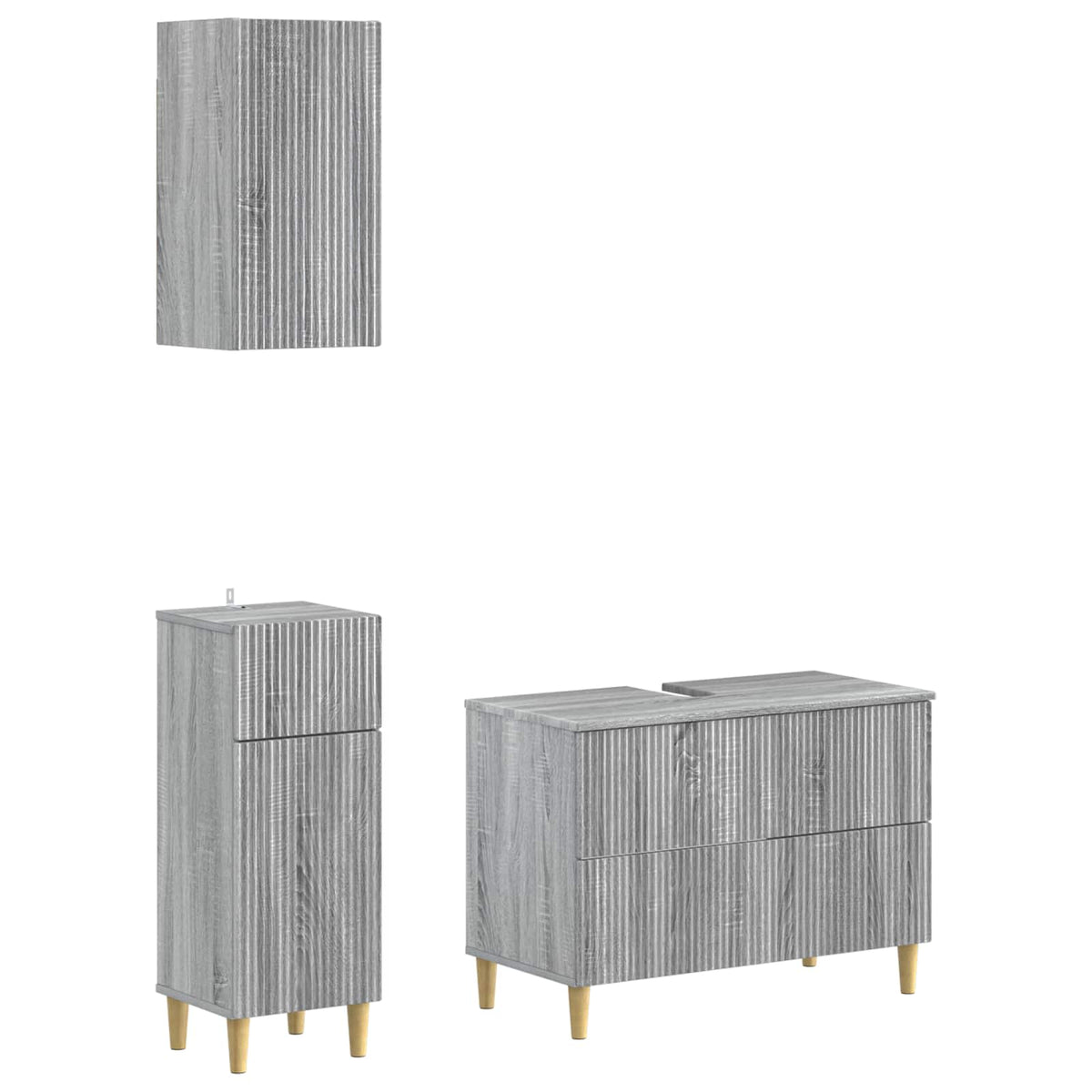 Set di armadietti da bagno in 3 pezzi ARNHEM Sonoma grigio