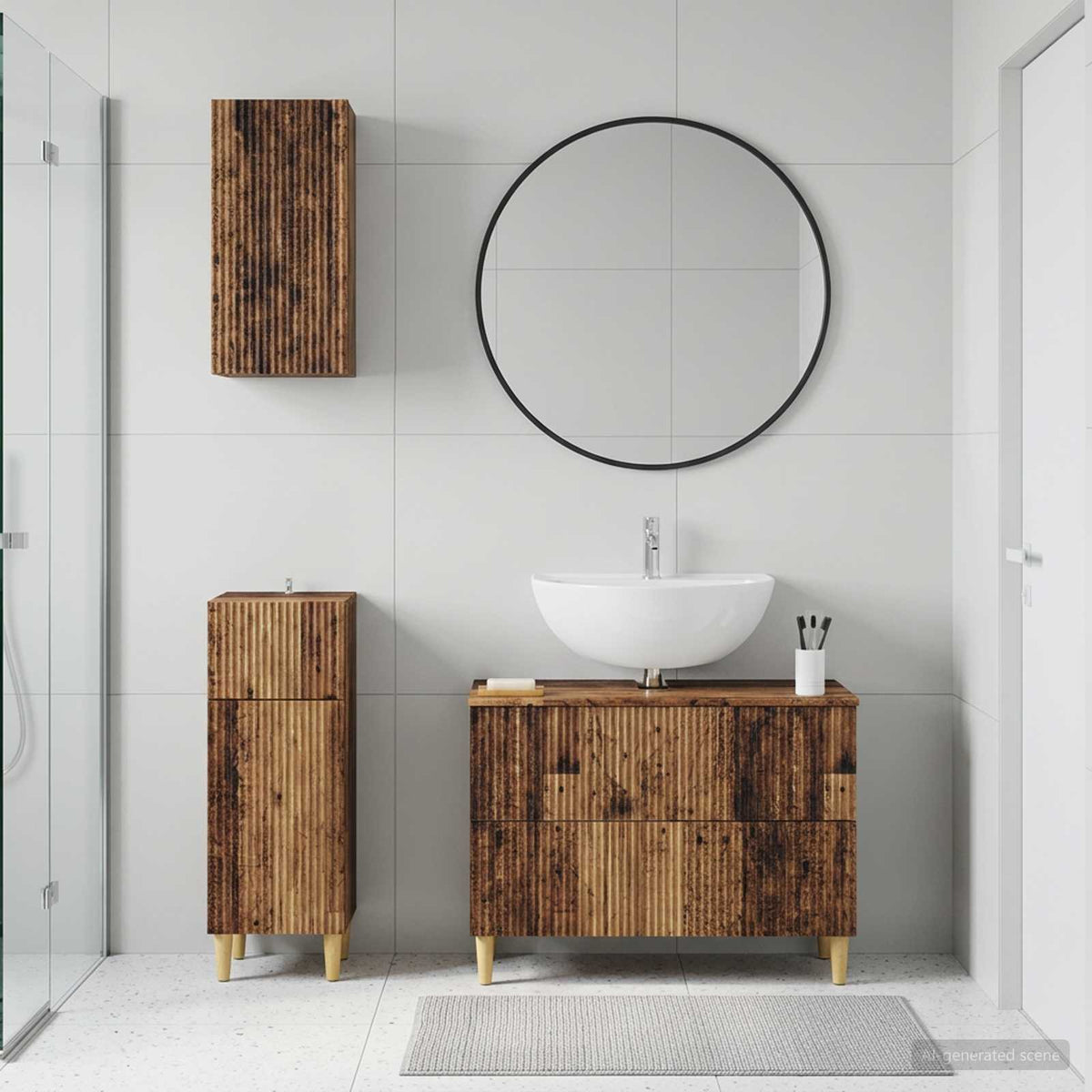 Set di armadietti da bagno in 3 pezzi ARNHEM Legno antico