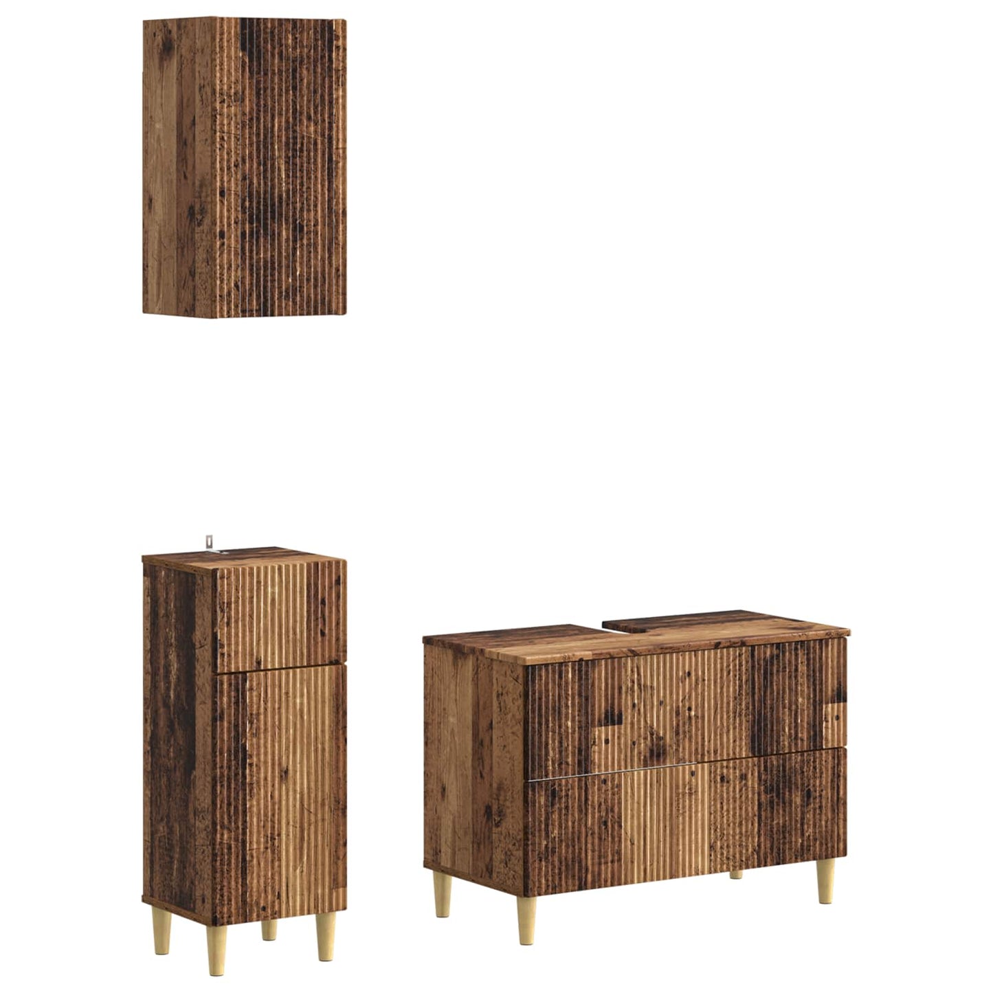 Set di armadietti da bagno in 3 pezzi ARNHEM Legno antico