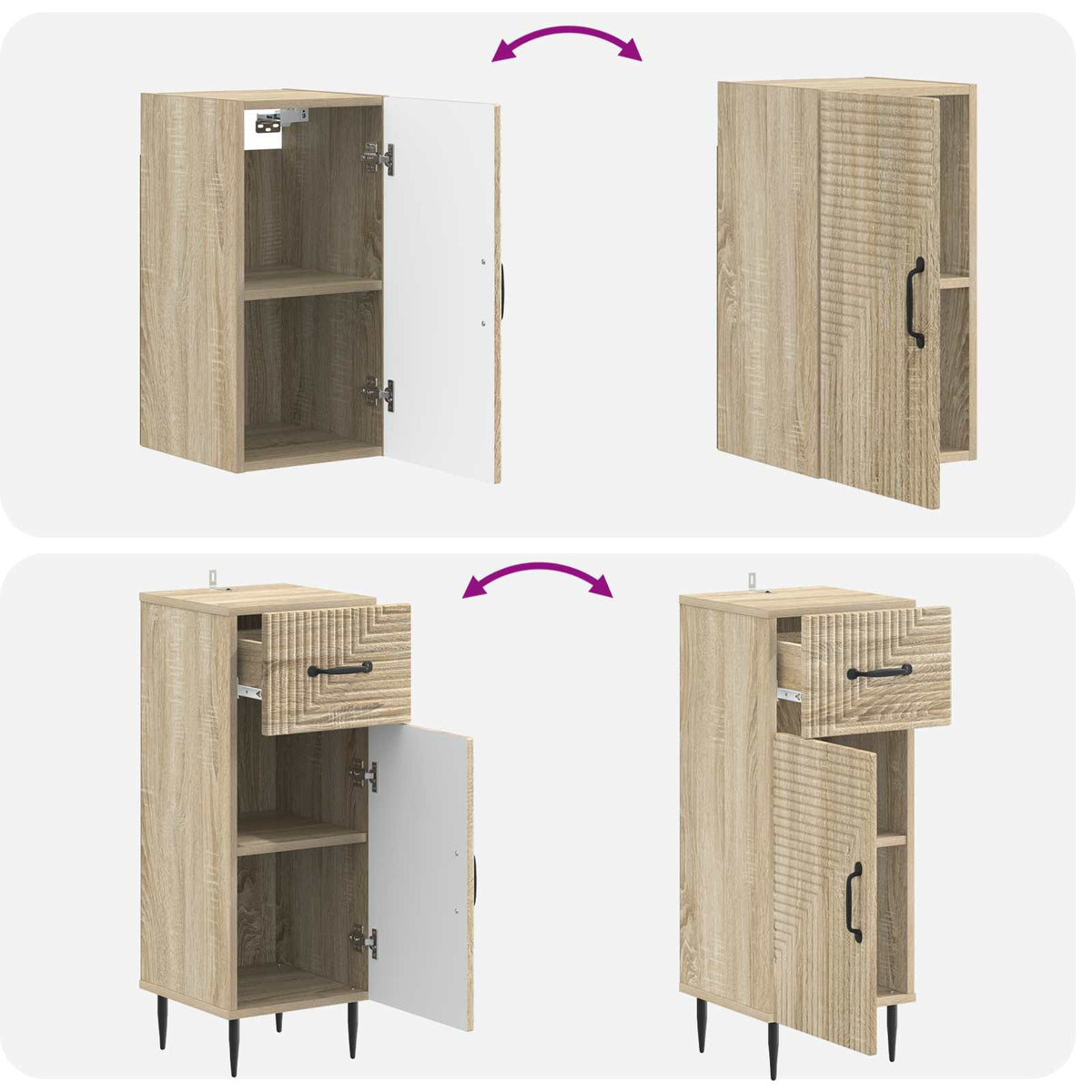 Set di armadietti da bagno in 3 pezzi HAARLEM Rovere Sonoma