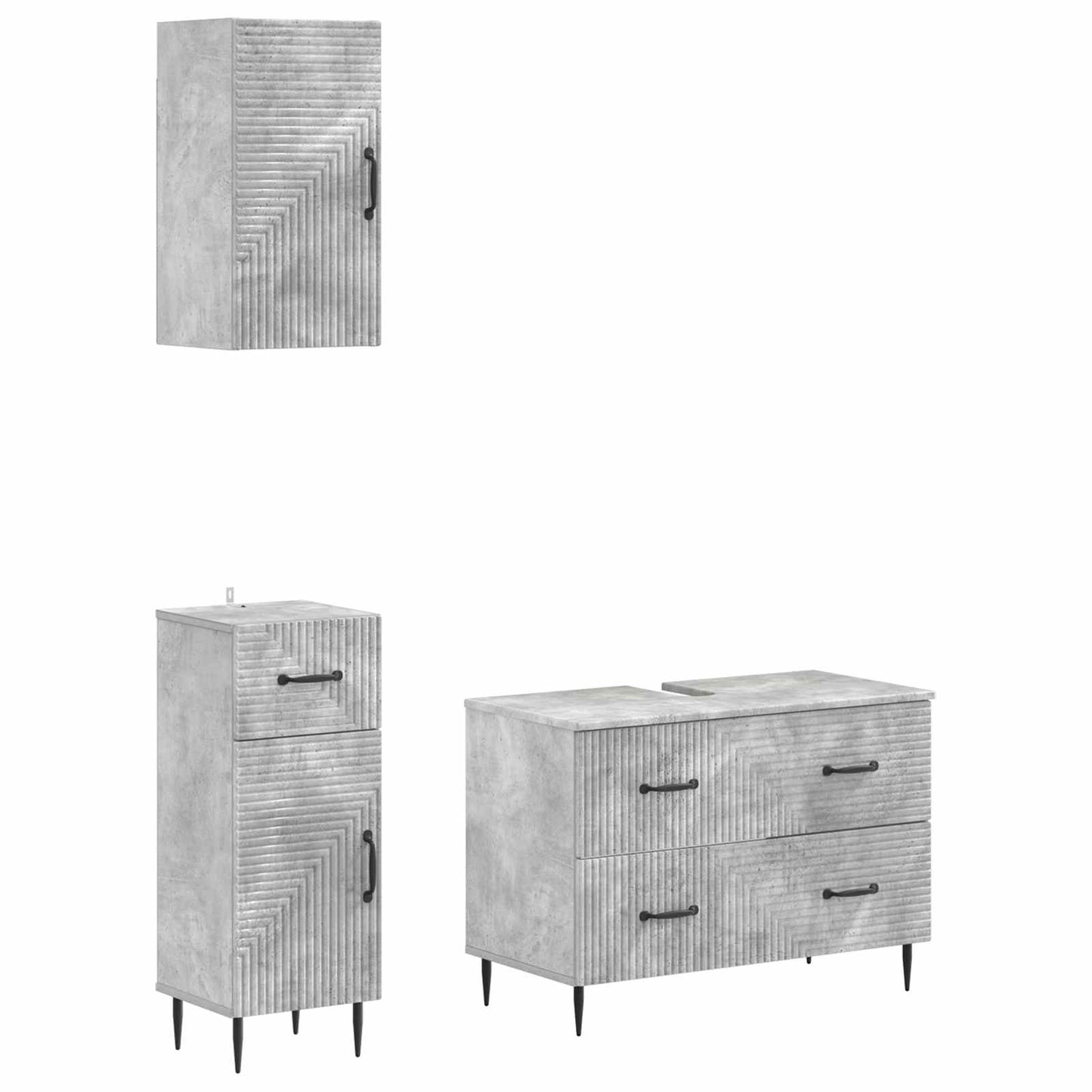 Set di armadietti da bagno in 3 pezzi HAARLEM Grigio Cemento