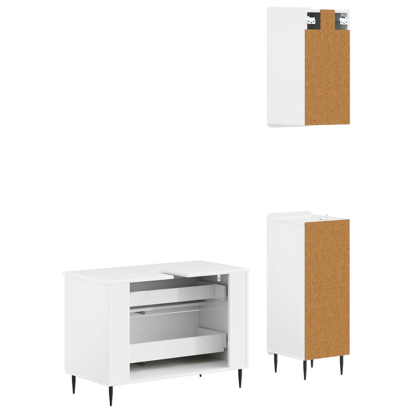 Set di armadietti da bagno in 3 pezzi HAARLEM Bianco Lucido