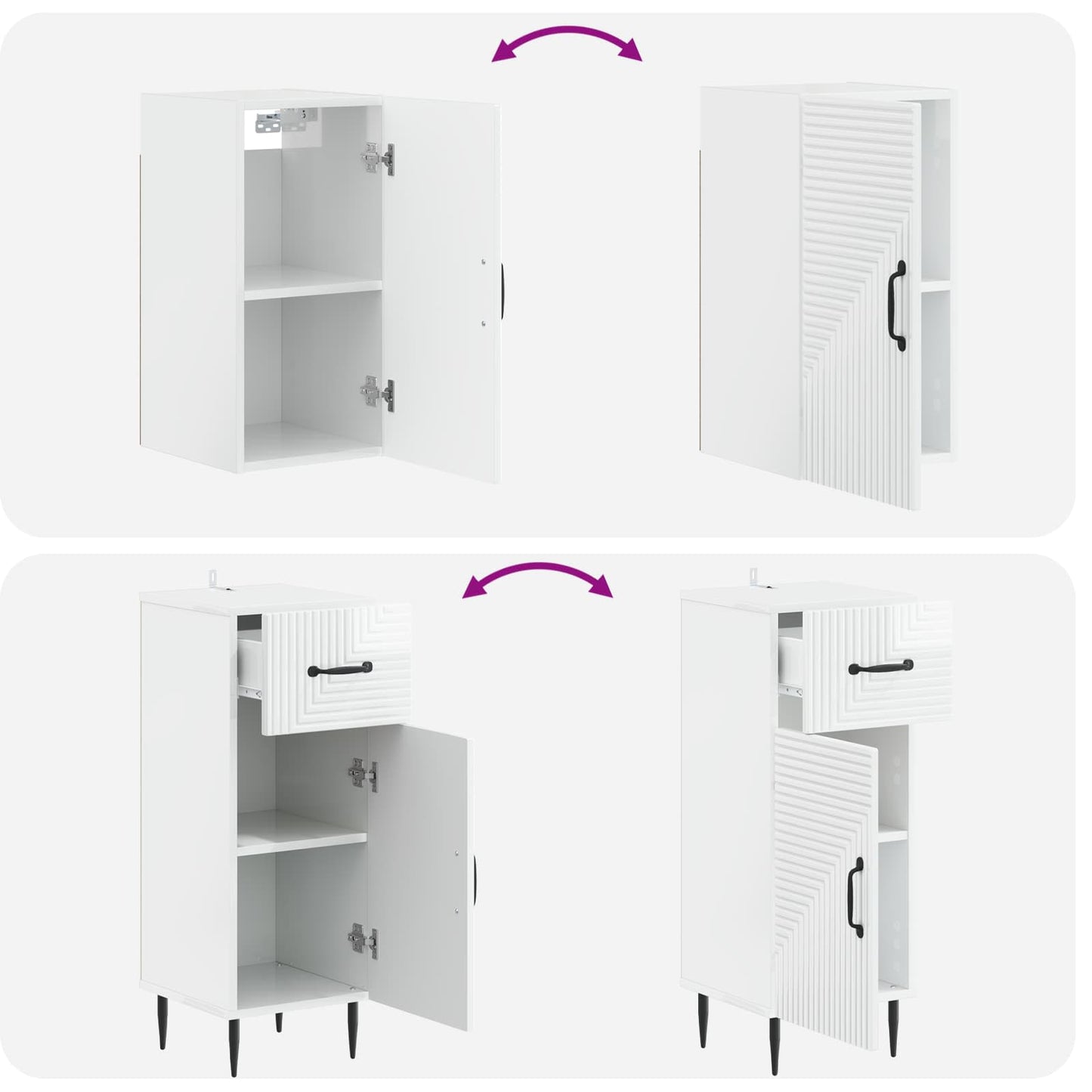 Set di armadietti da bagno in 3 pezzi HAARLEM Bianco Lucido
