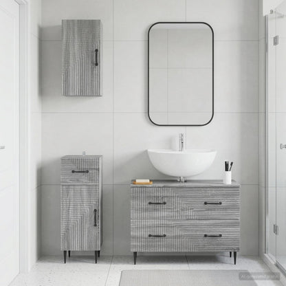Set di armadietti da bagno in 3 pezzi HAARLEM Sonoma grigio