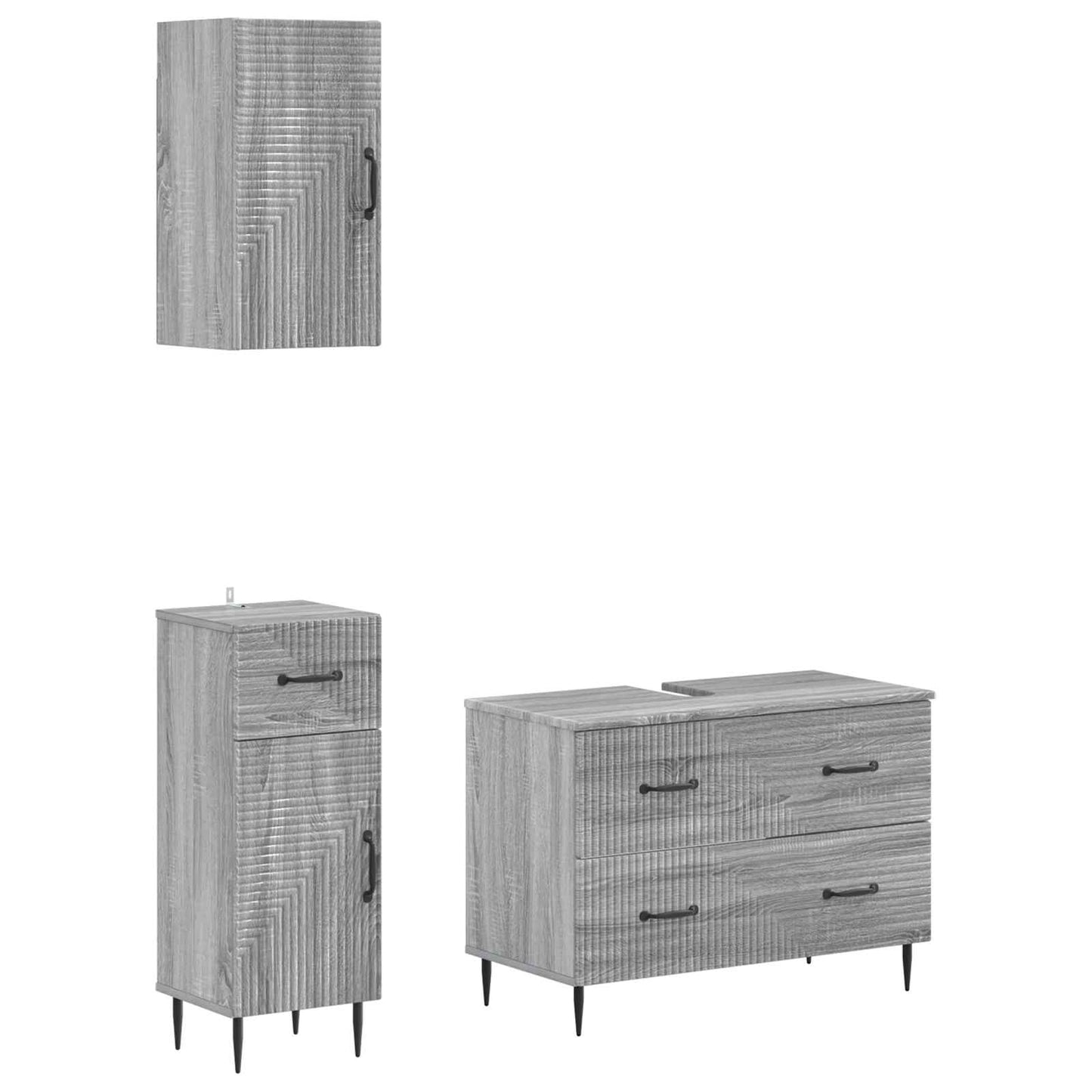 Set di armadietti da bagno in 3 pezzi HAARLEM Sonoma grigio