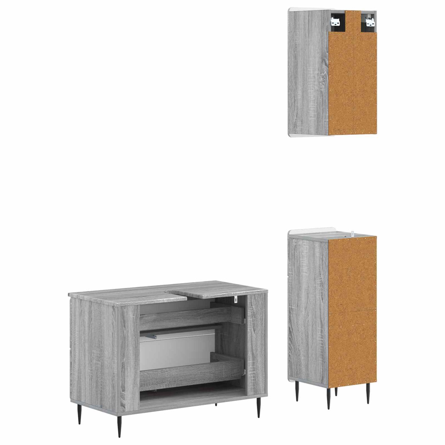 Set di armadietti da bagno in 3 pezzi HAARLEM Sonoma grigio