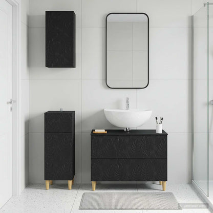 Set di armadietti da bagno in 3 pezzi DELFT Nero