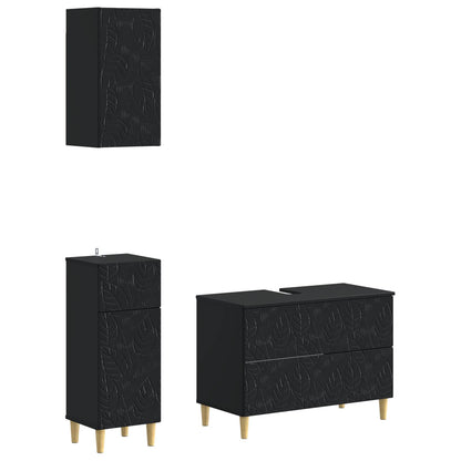 Set di armadietti da bagno in 3 pezzi DELFT Nero