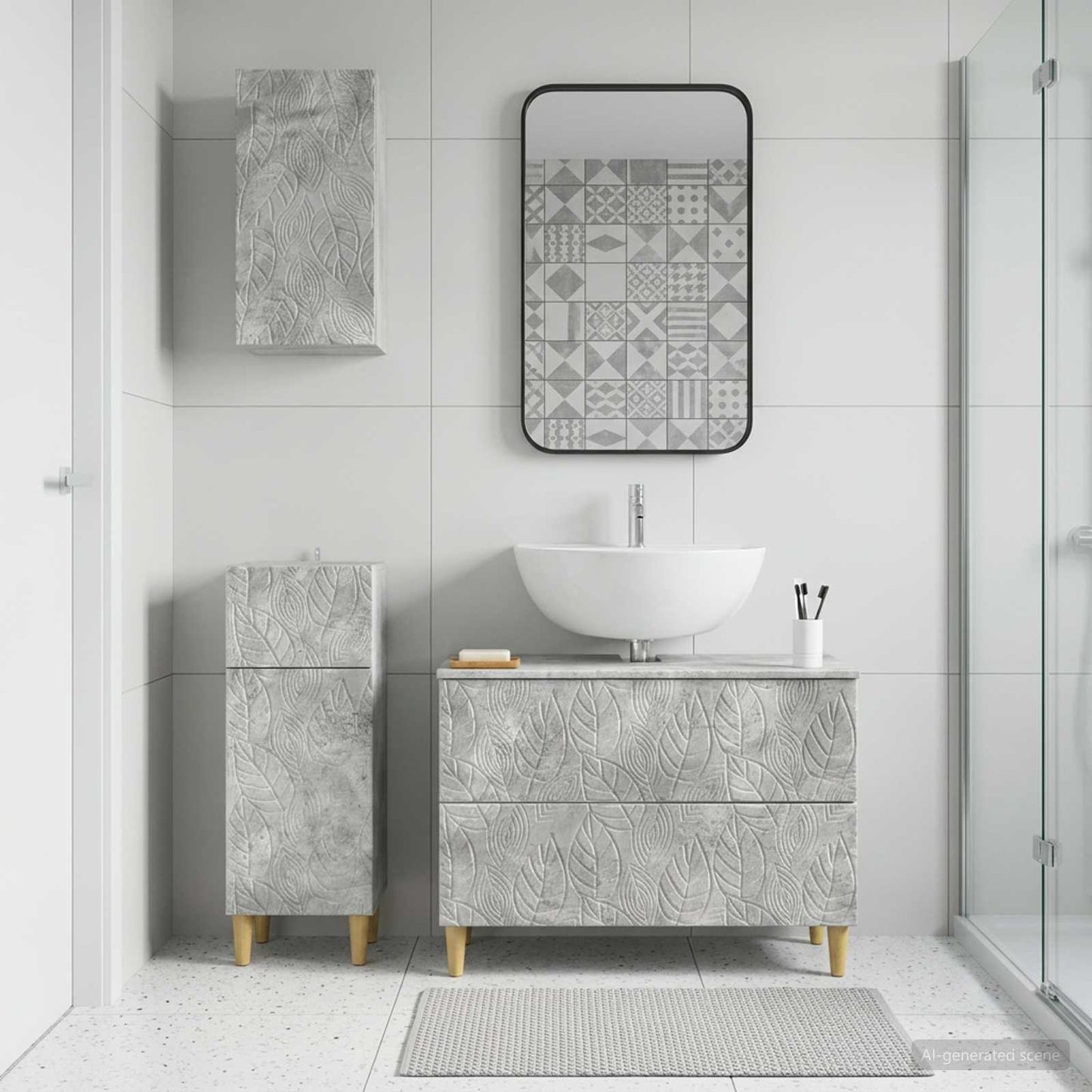 Set di armadietti da bagno in 3 pezzi DELFT Grigio Cemento