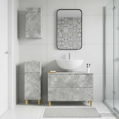 Set di armadietti da bagno in 3 pezzi DELFT Grigio Cemento