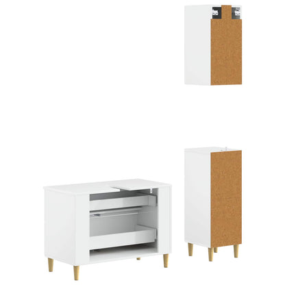 Set di armadietti da bagno in 3 pezzi DELFT Bianco Lucido