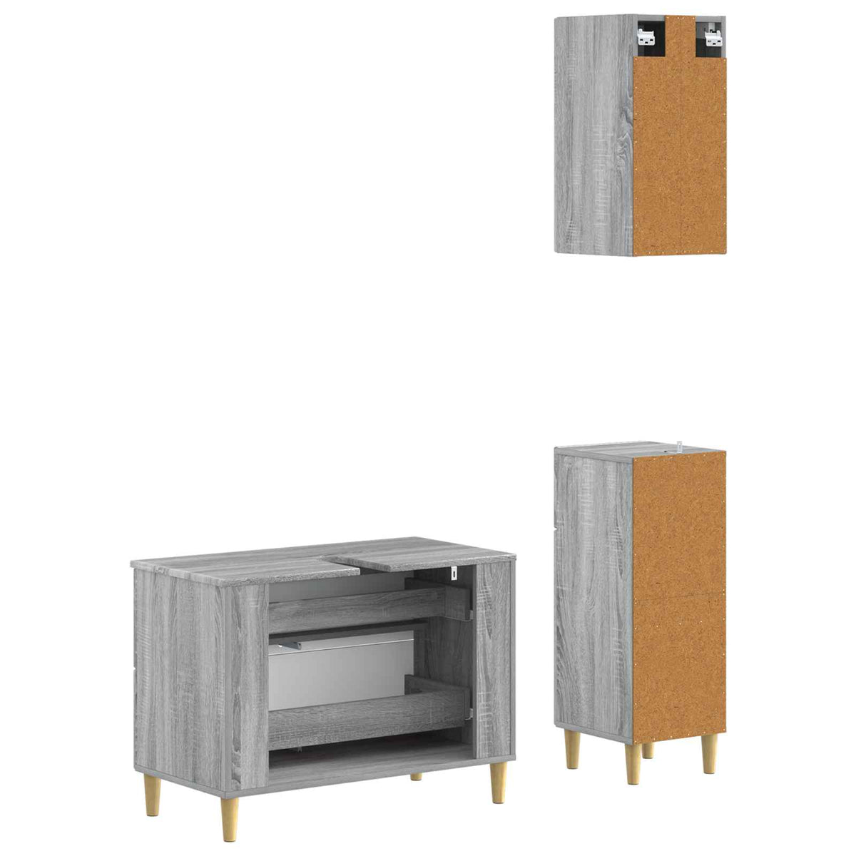 Set di armadietti da bagno in 3 pezzi DELFT Sonoma grigio