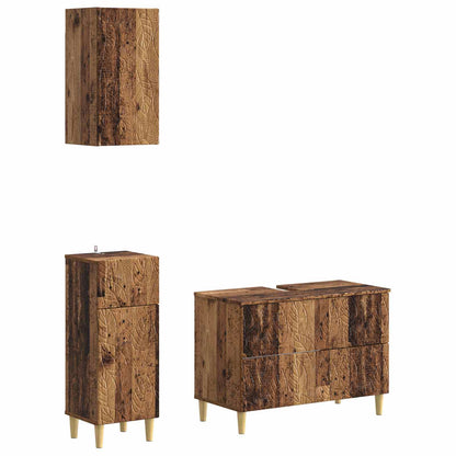 Set di armadietti da bagno in 3 pezzi DELFT Legno antico