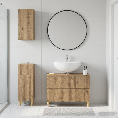 Set di armadietti da bagno in 3 pezzi DELFT Rovere Artigianale