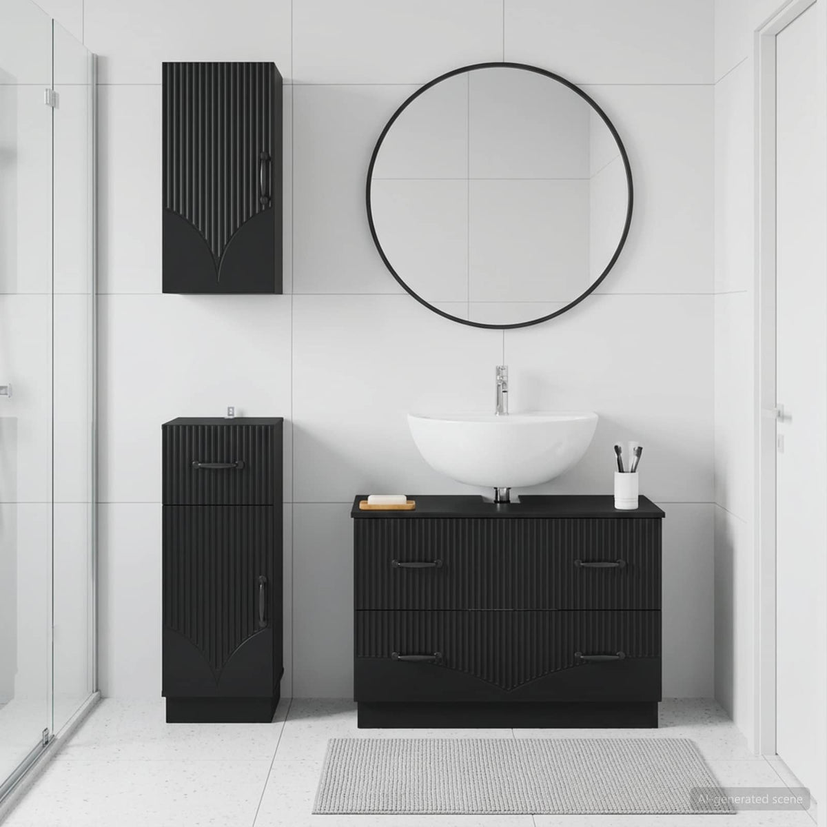 Set di armadietti da bagno in 3 pezzi HOORN Nero