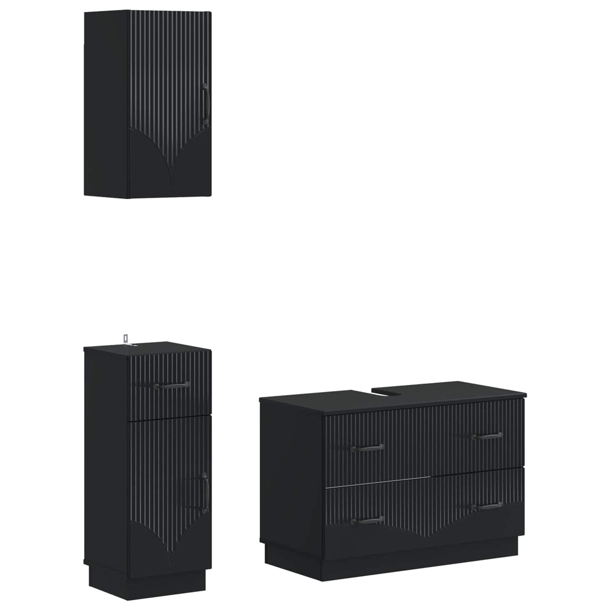 Set di armadietti da bagno in 3 pezzi HOORN Nero