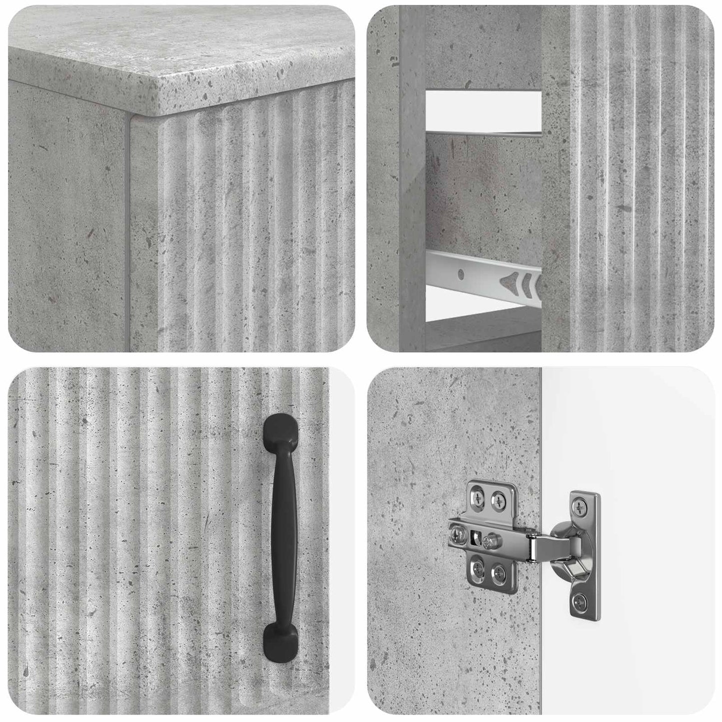 Set di armadietti da bagno in 3 pezzi HOORN Grigio Cemento