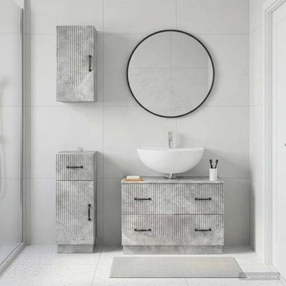 Set di armadietti da bagno in 3 pezzi HOORN Grigio Cemento