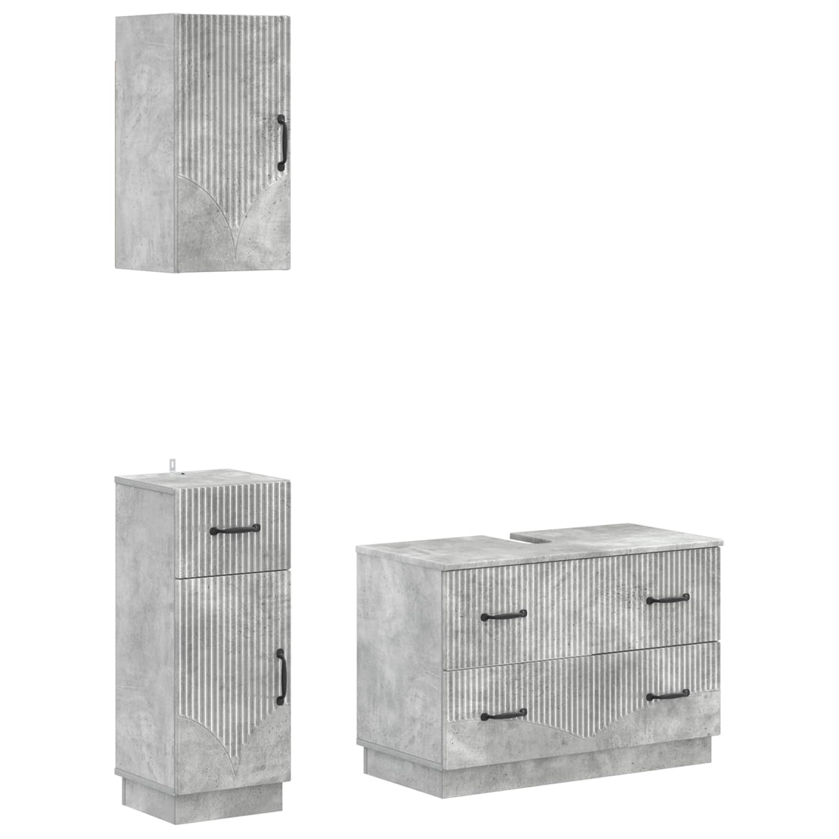 Set di armadietti da bagno in 3 pezzi HOORN Grigio Cemento