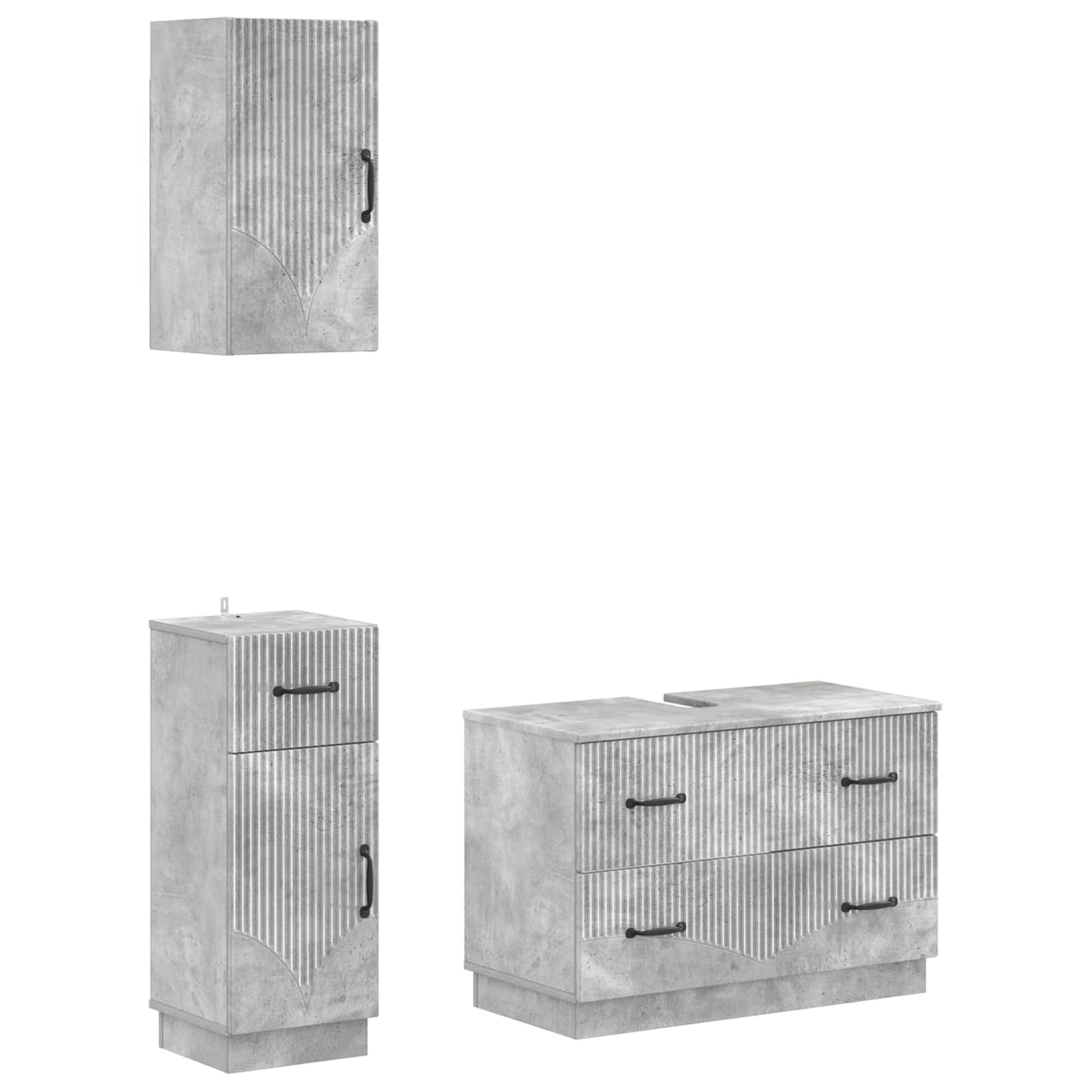 Set di armadietti da bagno in 3 pezzi HOORN Grigio Cemento