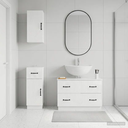 Set di armadietti da bagno in 3 pezzi HOORN Bianco Lucido