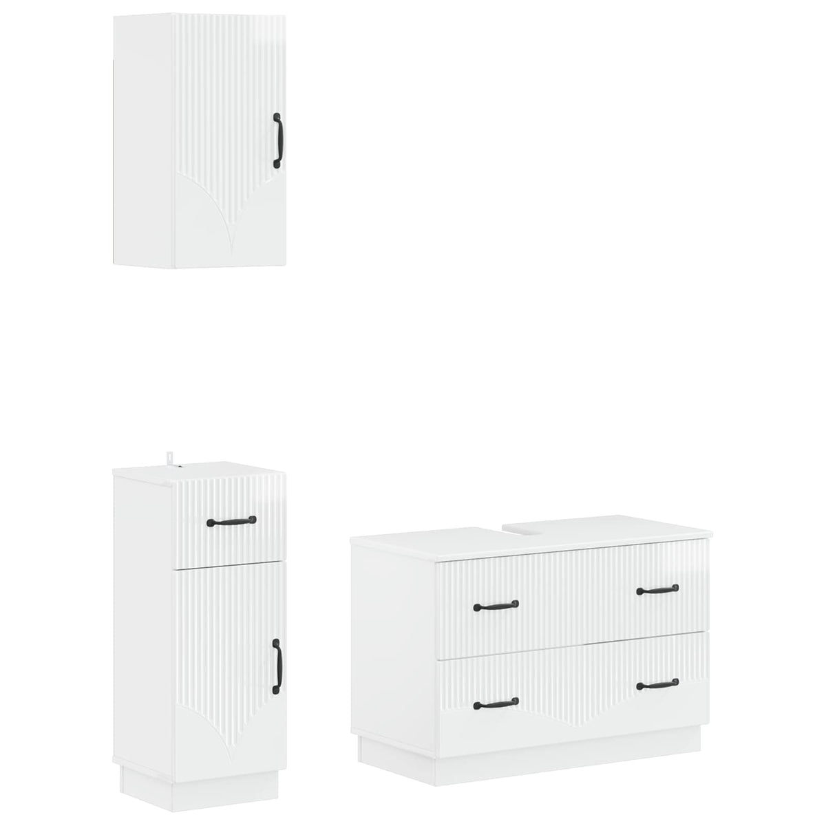 Set di armadietti da bagno in 3 pezzi HOORN Bianco Lucido