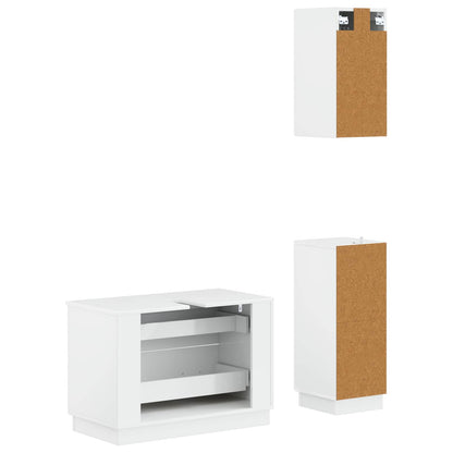 Set di armadietti da bagno in 3 pezzi HOORN Bianco Lucido